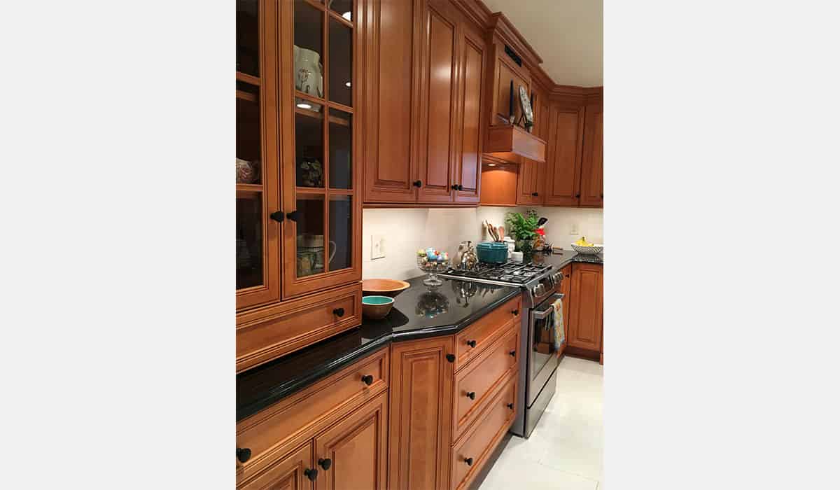 kitchen with black accents